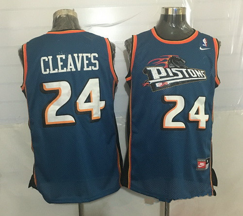 Detroit Pistons #24 Mateen Cleaves Teal Blue Hardwood Classics Soul Swingman Throwback Jersey - Zenithce