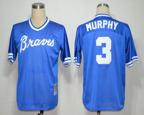 Mitchell And Ness Braves #3 Dale Murphy Blue Throwback Stitched Jersey - Zenithce