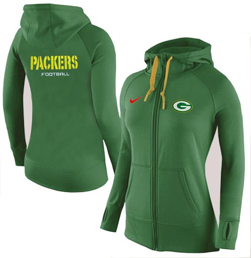 Women's Nike Green Bay Packers Full-Zip Performance Hoodie Green - Zenithce