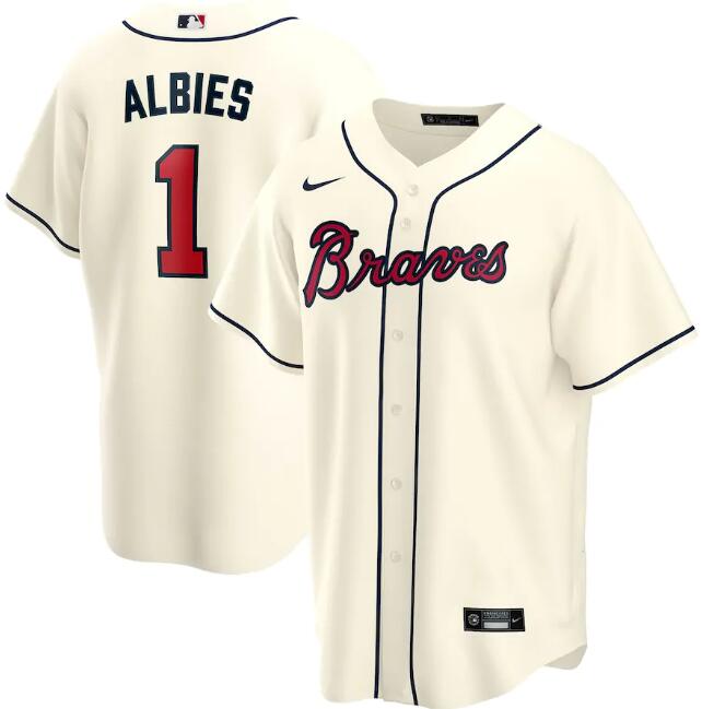 Atlanta Braves Cream #1 Ozzie Albies Cool Base Stitched Jersey - Zenithce
