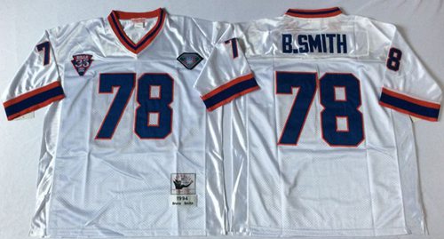 Mitchell And Ness Bills #78 Bruce Smith White Throwback Stitched Jersey - Zenithce