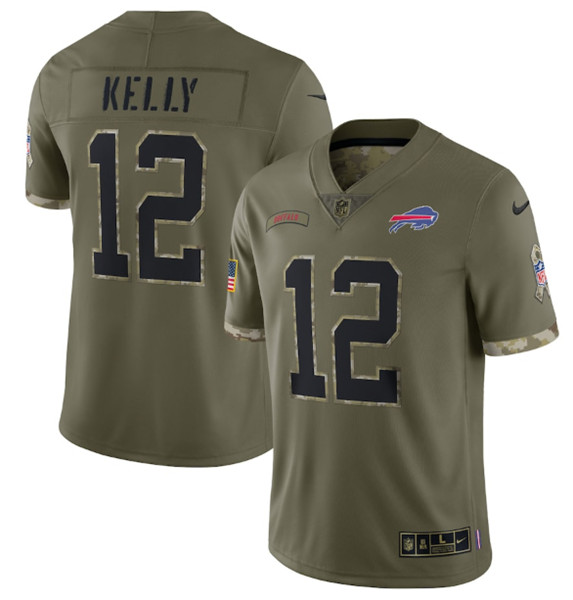 Buffalo Bills #12 Jim Kelly 2022 Olive Salute To Service Limited Stitched Jersey - Zenithce