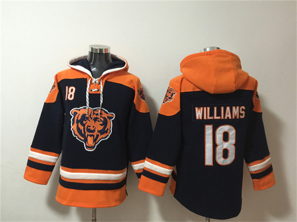 Chicago Bears #18 Caleb Williams Orange Navy Ageless Must-Have Lace-Up Pullover Hoodie - Zenithce