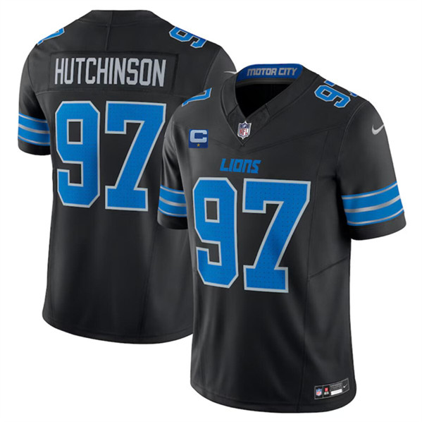Detroit Lions #97 Aidan Hutchinson Black 2024 F.U.S.E. With 1-Star C Patch 2nd Alternate Vapor Limited Stitched Jersey - Zenithce