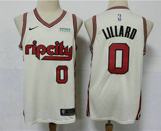 Portland Trail Blazers #0 Damian Lillard Cream 2020 City Edition Swingman Jersey With The Sponsor Logo - Zenithce