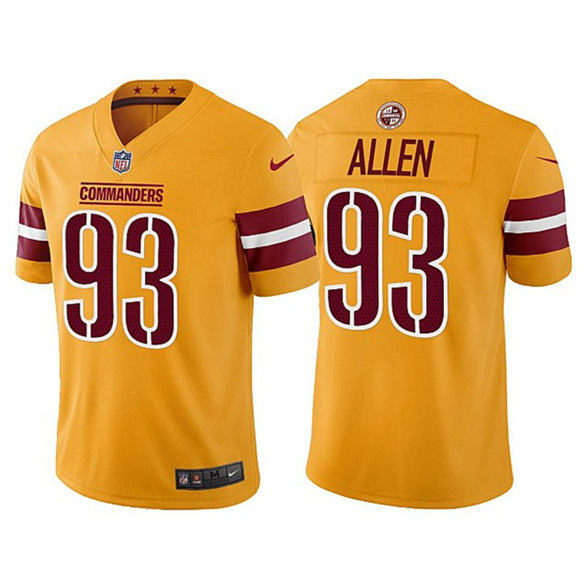 Washington Commanders #93 Jonathan Allen Gold Vapor Untouchable Stitched Football Jersey - Zenithce