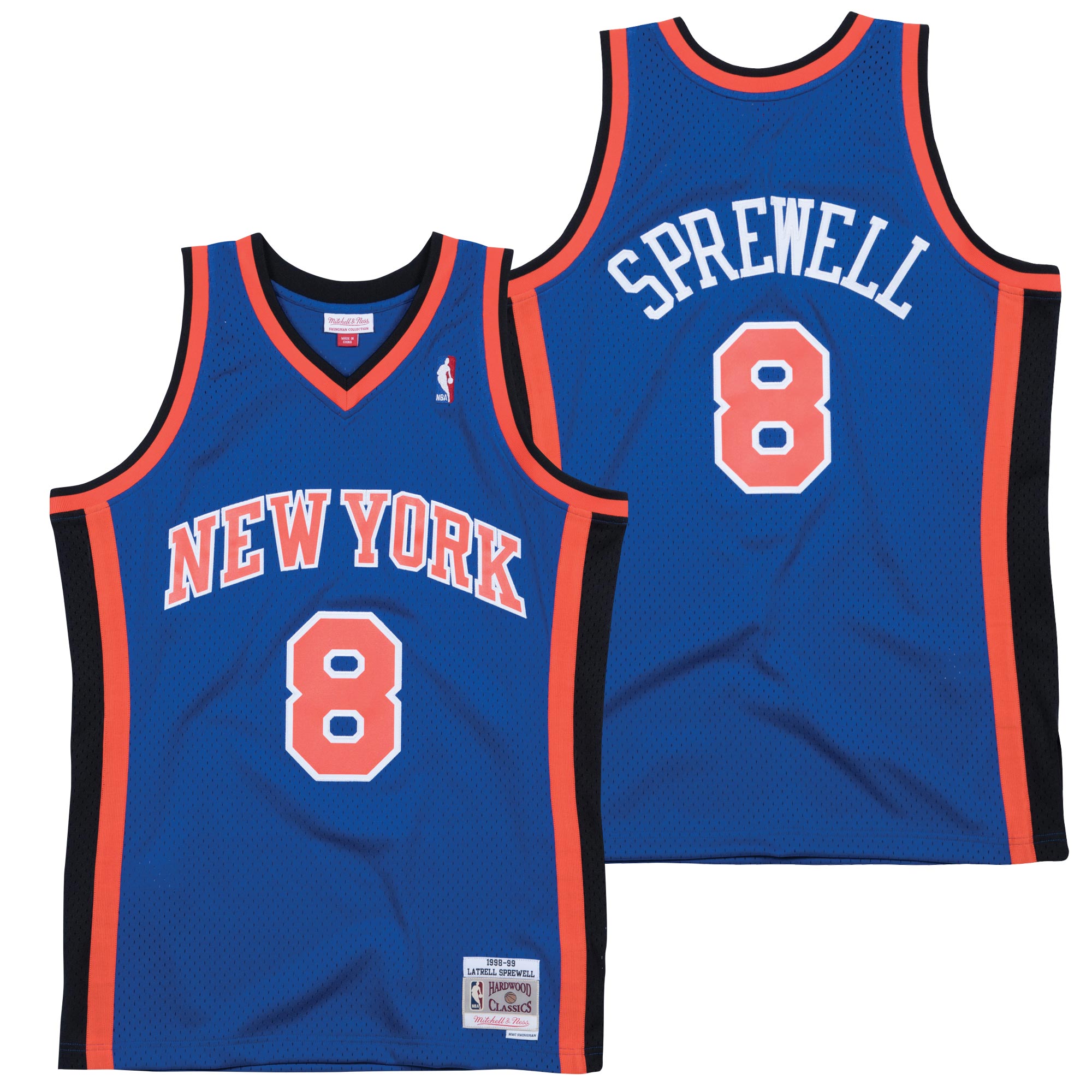 New York Knicks #8 Latrell Sprewell 1998/99 Royal Throwback Stitched Jersey - Zenithce