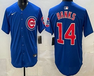 Chicago Cubs #14 Ernie Banks Blue Limited Jersey - Zenithce