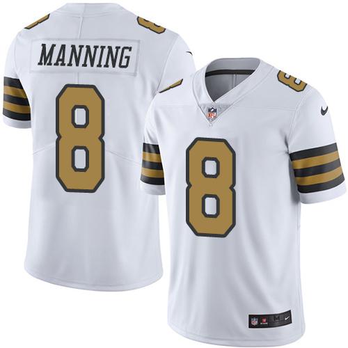 Saints #8 Archie Manning White Stitched Limited Rush Nike Jersey - Zenithce