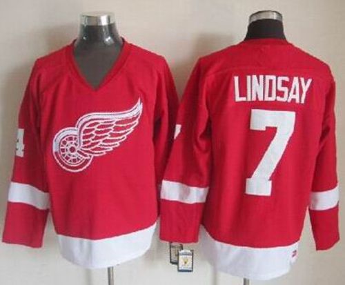 Red Wings #7 Ted Lindsay Red CCM Throwback Stitched Jersey - Zenithce