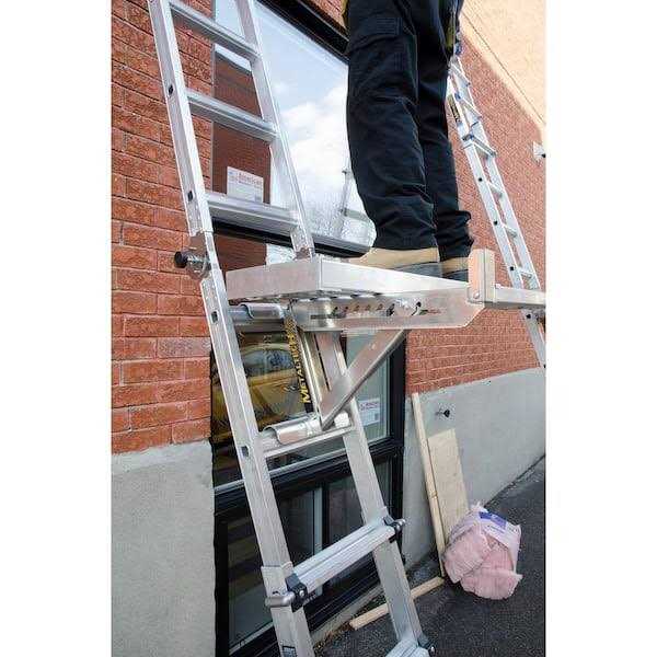 MetalTech 21.75 in. x 10 in. x 16.75 in. Aluminum Adjustable 2-Rung Ladder Jacks for Scaffold Extension Boards, Ladder or Plank - Zenithce