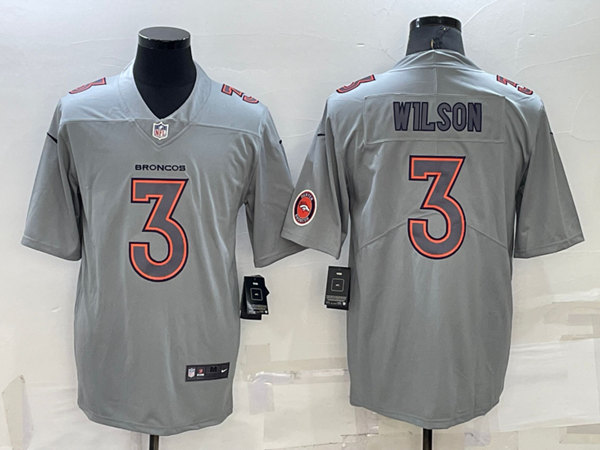 Denver Broncos #3 Russell Wilson Gray With Patch Atmosphere Fashion Stitched Jersey - Zenithce