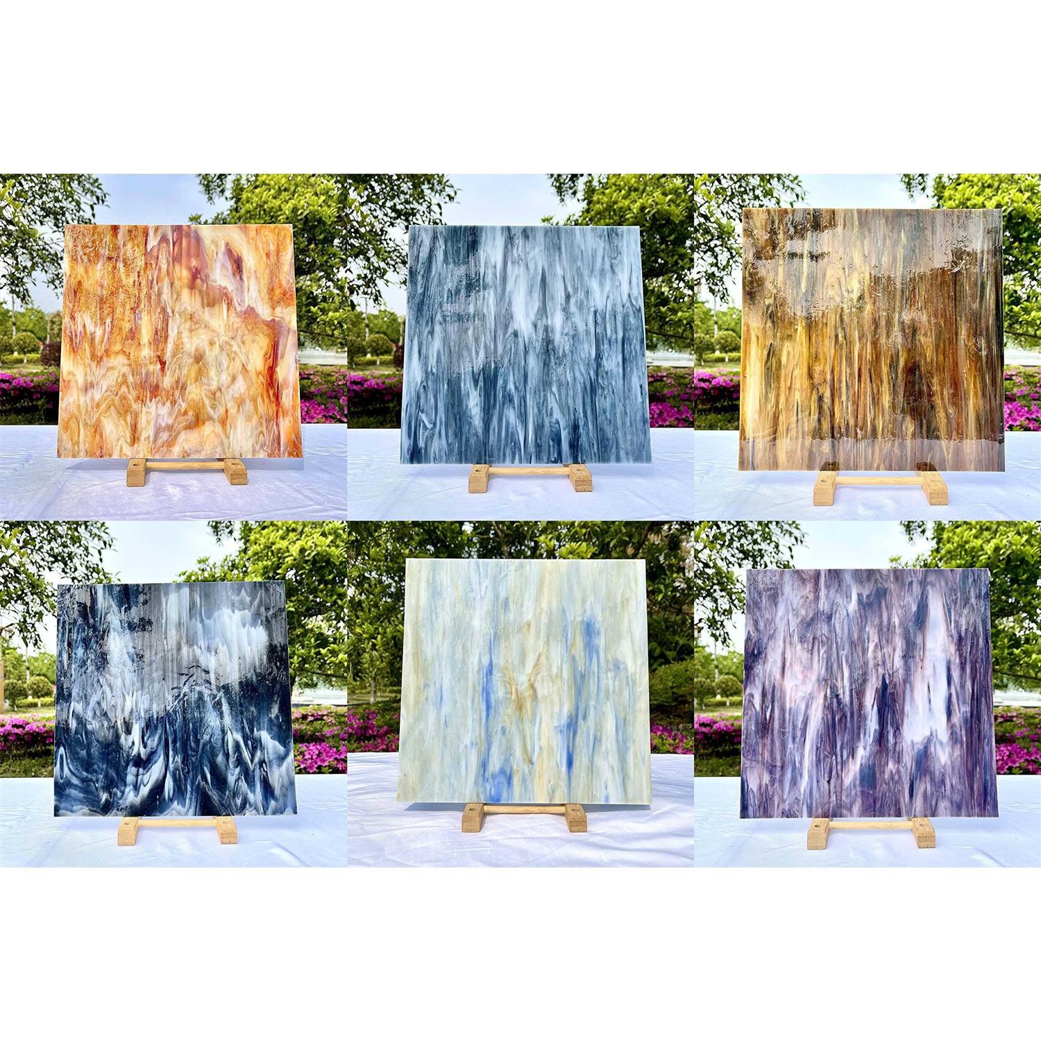 Unicoshape Stained Glass Sheets 12 x 12, Mosaic Glass 6-Pack, Colorful Cathedral Art and Crafts Sheets for DIY Hobbyists and Projects - Zenithce
