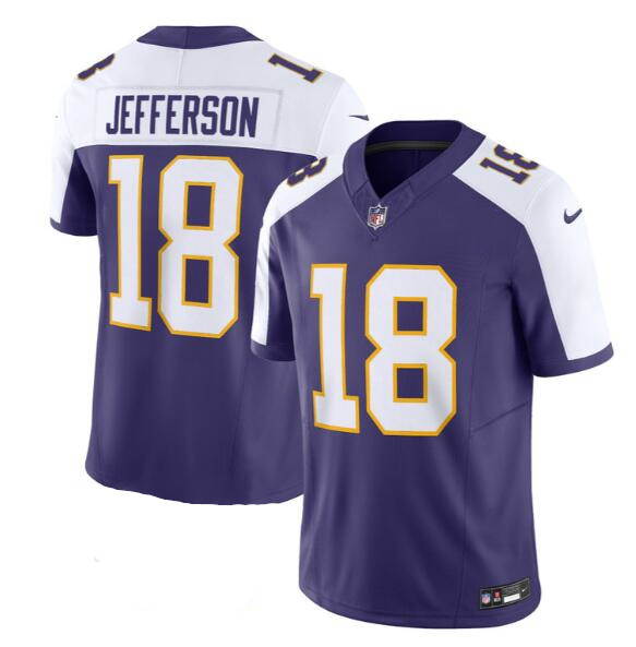 Minnesota Vikings #18 Justin Jefferson Purple 2023 F.U.S.E. Vapor Limited Stitched Jersey - Zenithce