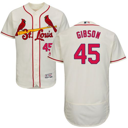 Cardinals #45 Bob Gibson Cream Flexbase Authentic Collection Stitched Jersey - Zenithce