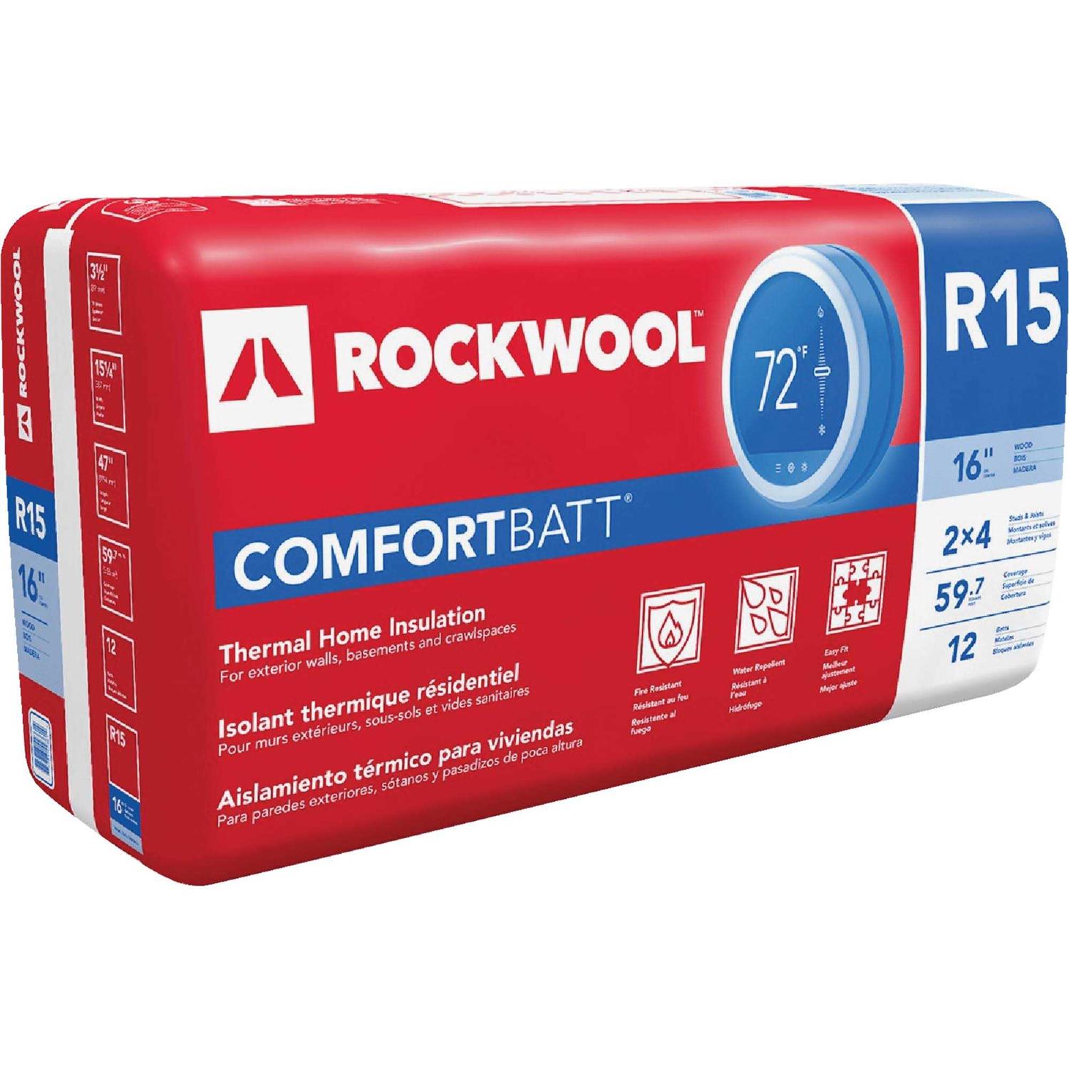Rockwool Comfortbatt R-23 Attic Wall Unfaced Stone Wool Batt Insulation - Zenithce