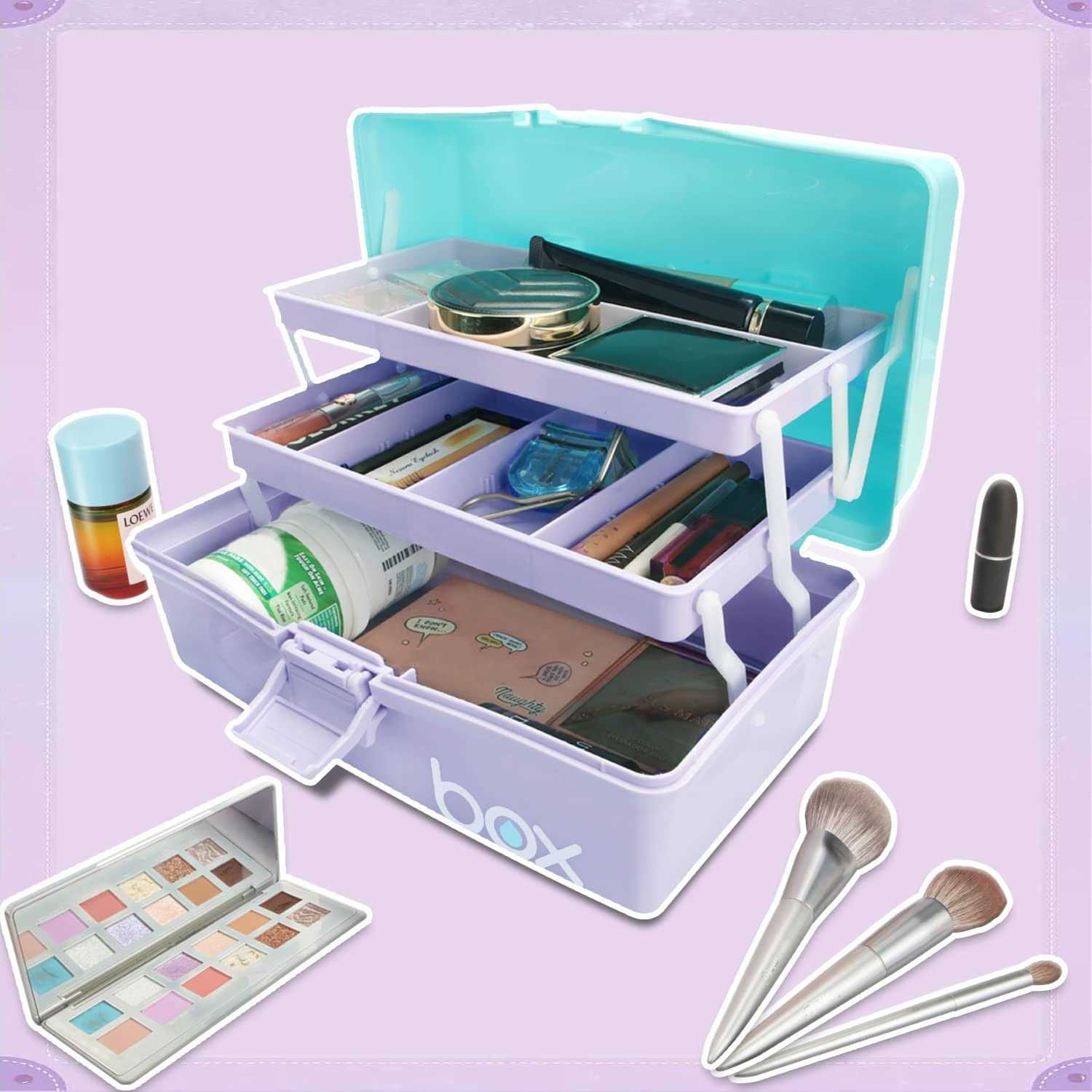 TERGOO 12in Three-layer Multipurpose Storage Box Folding Tool Box/Art & Crafts Case/Sewing Supplies Organizer/Medicine Box/Family First Aid Box - Zenithce