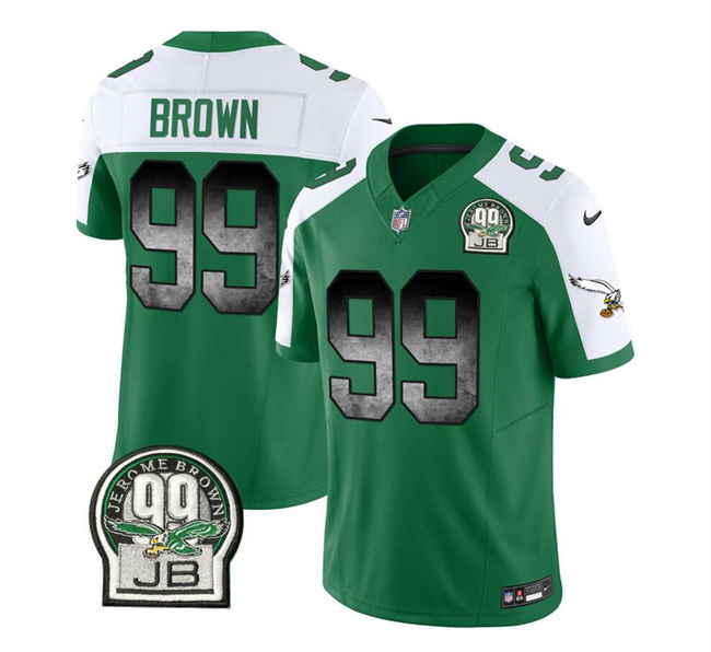 Philadelphia Eagles #99 Jerome Brown Green White 2023 F.U.S.E. Throwback Vapor Untouchable Limited Stitched Jersey - Zenithce