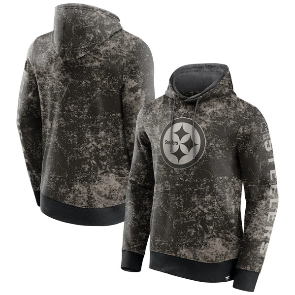 Pittsburgh Steelers Black Gray Blackout Tonal Pullover Hoodie - Zenithce