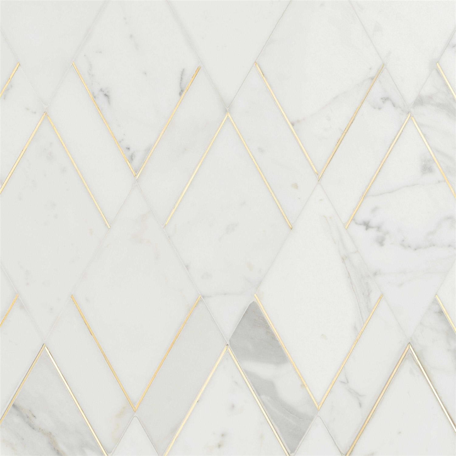 Ivy Hill Tile Mehko 11.81 in. x 14.96 in. Polished Marble and Brass Wall Tile - Zenithce