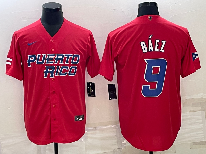 Puerto Rico #9 Javier Báez 2023 Red World Classic Stitched Jersey - Zenithce