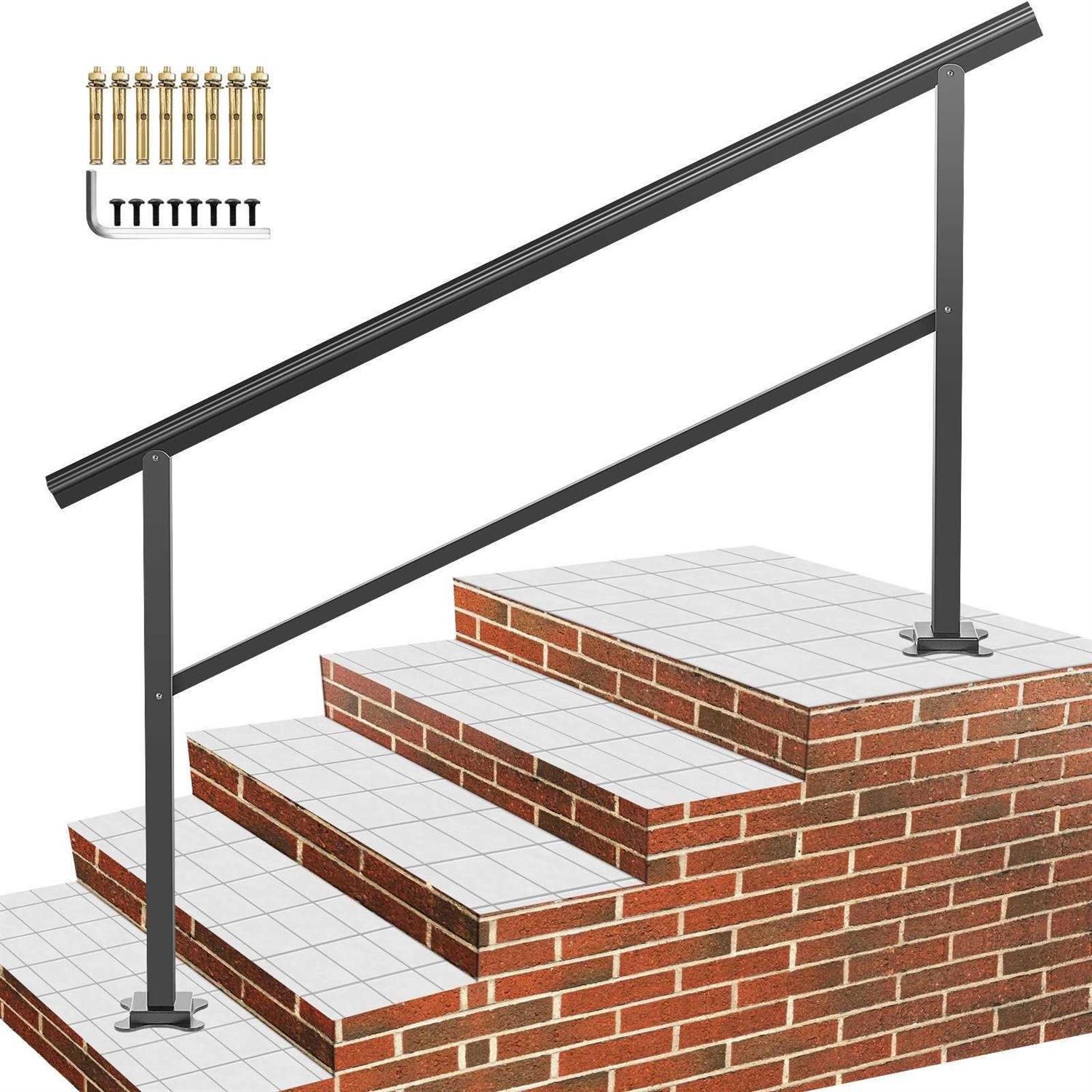 VEVOR 3/5ft Handrail Outdoor Stairs Outdoor Handrail Aluminum w/ Screws - Zenithce