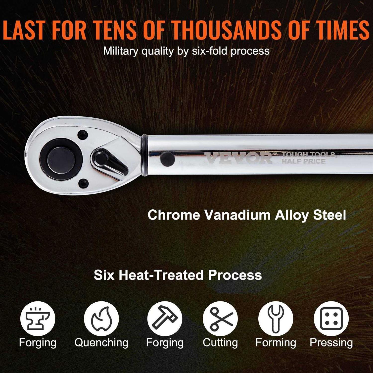 VEVOR Torque Wrench Drive Click Torque Wrench Dual-Direction Adjustable Torque Wrench Set Mechanical Dual Range - Zenithce
