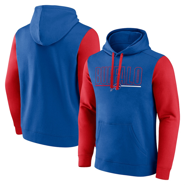 Buffalo Bills Royal Red Outline Pullover Hoodie - Zenithce