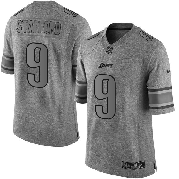 Lions #9 Matthew Stafford Gray Stitched Limited Gridiron Gray Nike Jersey - Zenithce