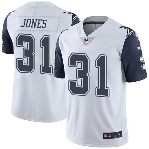Cowboys #31 Byron Jones White Stitched Limited Rush Nike Jersey - Zenithce