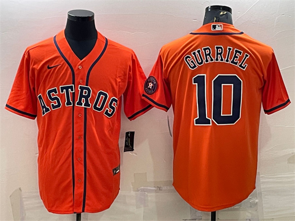 Houston Astros #10 Yuli Gurriel Orange With Patch Cool Base Stitched Jersey - Zenithce