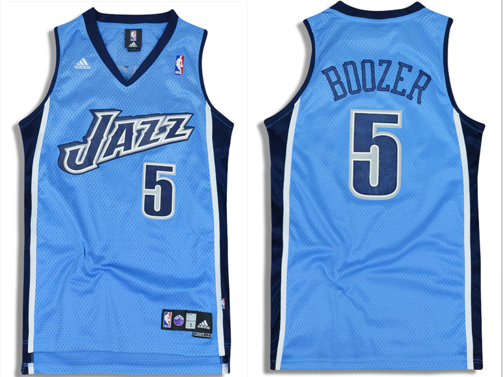 UTAH JAZZ #5 Carlos Boozer Light Blue ADIDAS SWINGMAN JERSEY - Zenithce