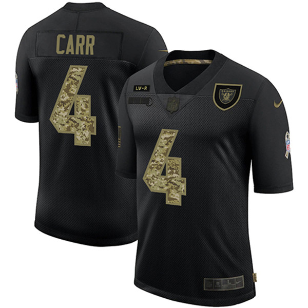 Las Vegas Raiders #4 Derek Carr Black Camo Salute To Service Limited Stitched Jersey - Zenithce