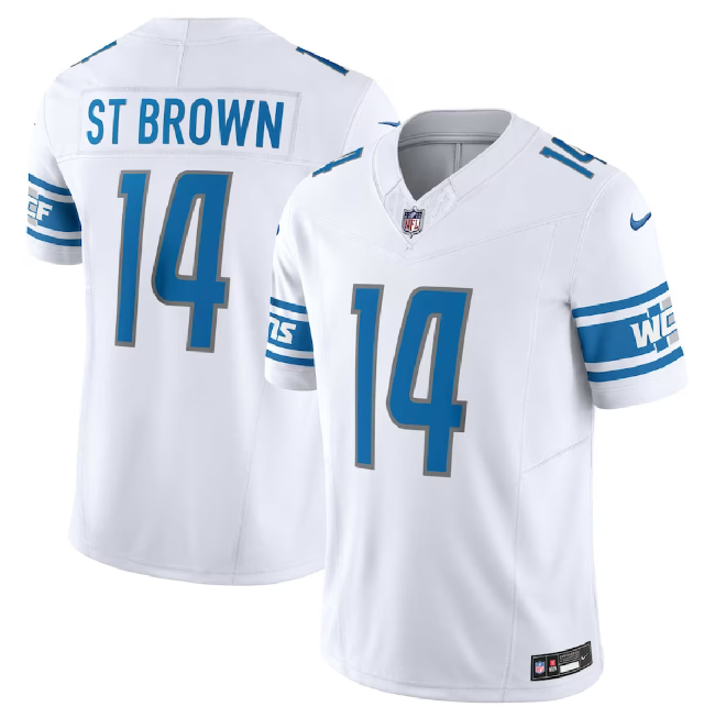 Detroit Lions #14 Amon-Ra St. Brown White 2023 F.U.S.E. Vapor Untouchable Limited Stitched Jersey - Zenithce