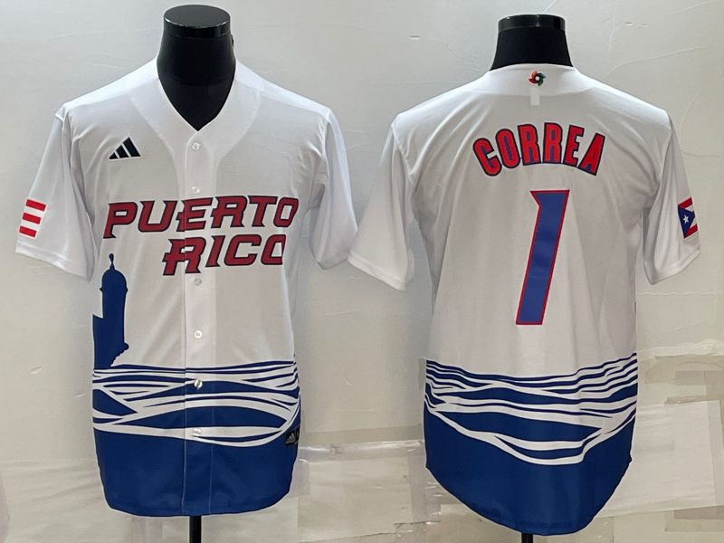 Puerto Rico #1 Carlos Correa 2023 White World Classic Stitched Jersey - Zenithce