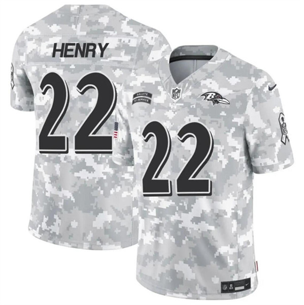 Baltimore Ravens #22 Derrick Henry 2024 F.U.S.E. Arctic Camo Salute To Service Limited Stitched Jersey - Zenithce