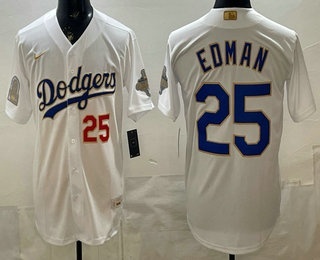 Los Angeles Dodgers #25 Tommy Edman White 2026 Gold Back To Back World Champions Collection Stadium Jersey - Zenithce