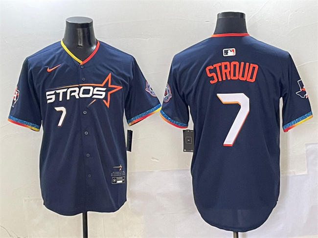 Houston Astros #7 C.J. Stroud Navy 2025 City Connect With Texas Patch Limited Stitched Jersey - Zenithce