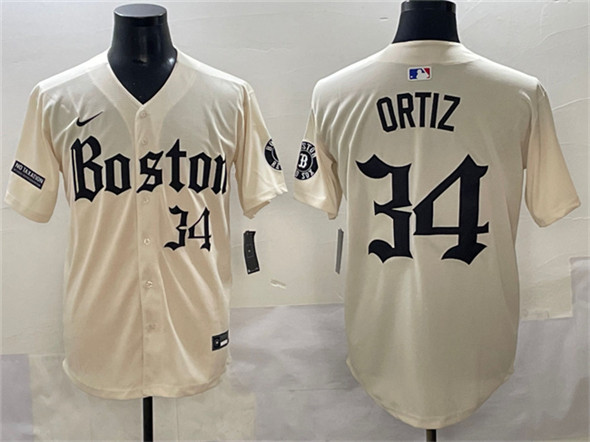 Boston Red Sox #34 David Ortiz Cream Gothic Vapor Limited Stitched Jersey - Zenithce