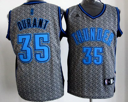 Oklahoma City Thunder #35 Kevin Durant Gray Static Fashion Jersey - Zenithce