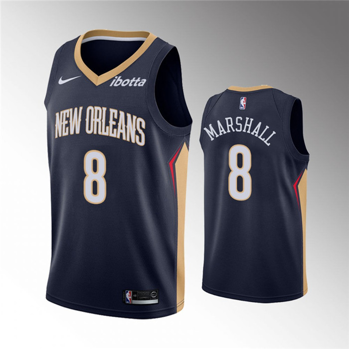 New Orleans Pelicans #8 Naji Marshall Navy Icon Edition Stitched Jersey - Zenithce