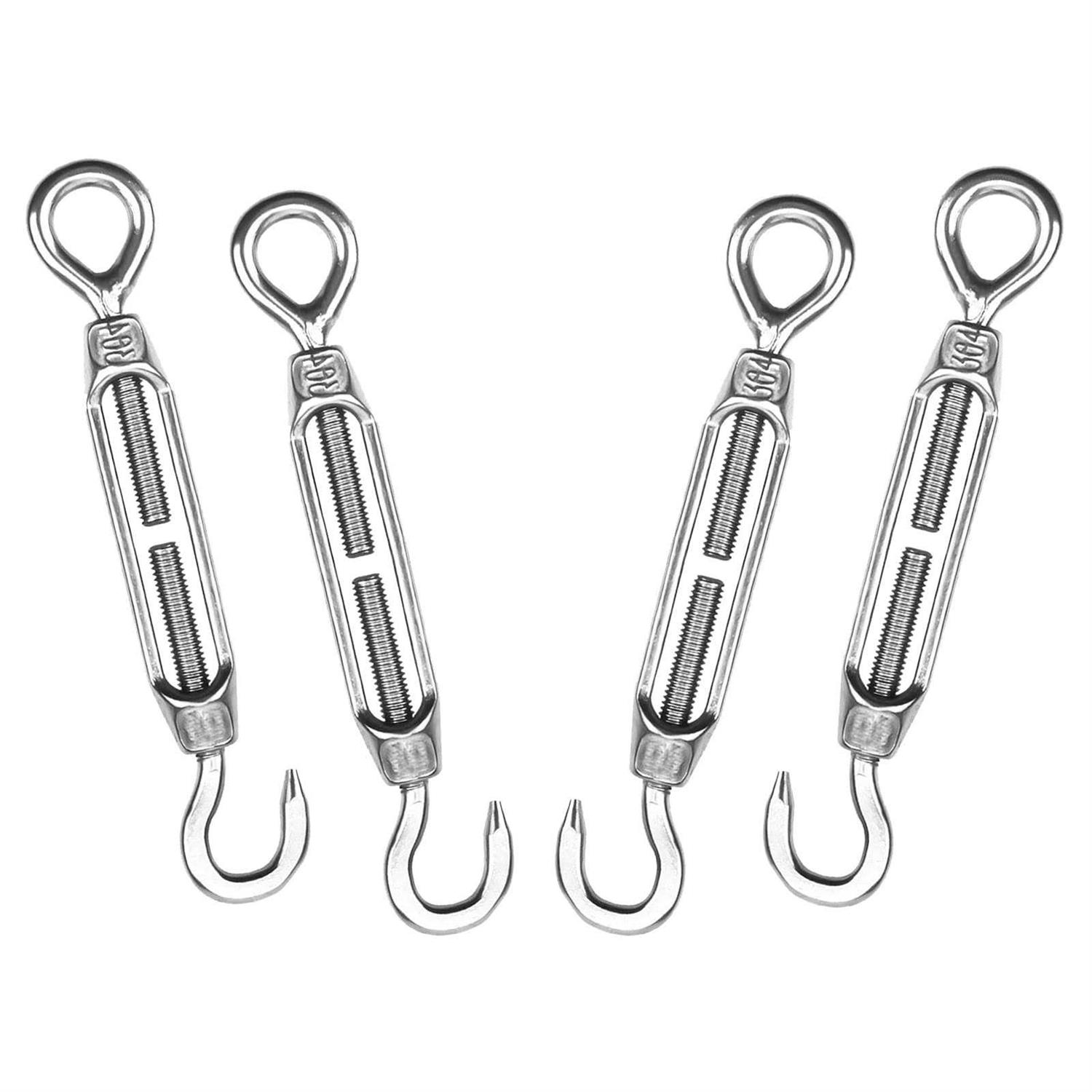 Turnbuckles Hook, Reedny 304 Stainless Steel Turnbuckle Heavy Duty M4 M6 M8 Hook and Eye Turnbuckle for Cables Wire Rope Tension 5/32 1/4 5/16 - Zenithce