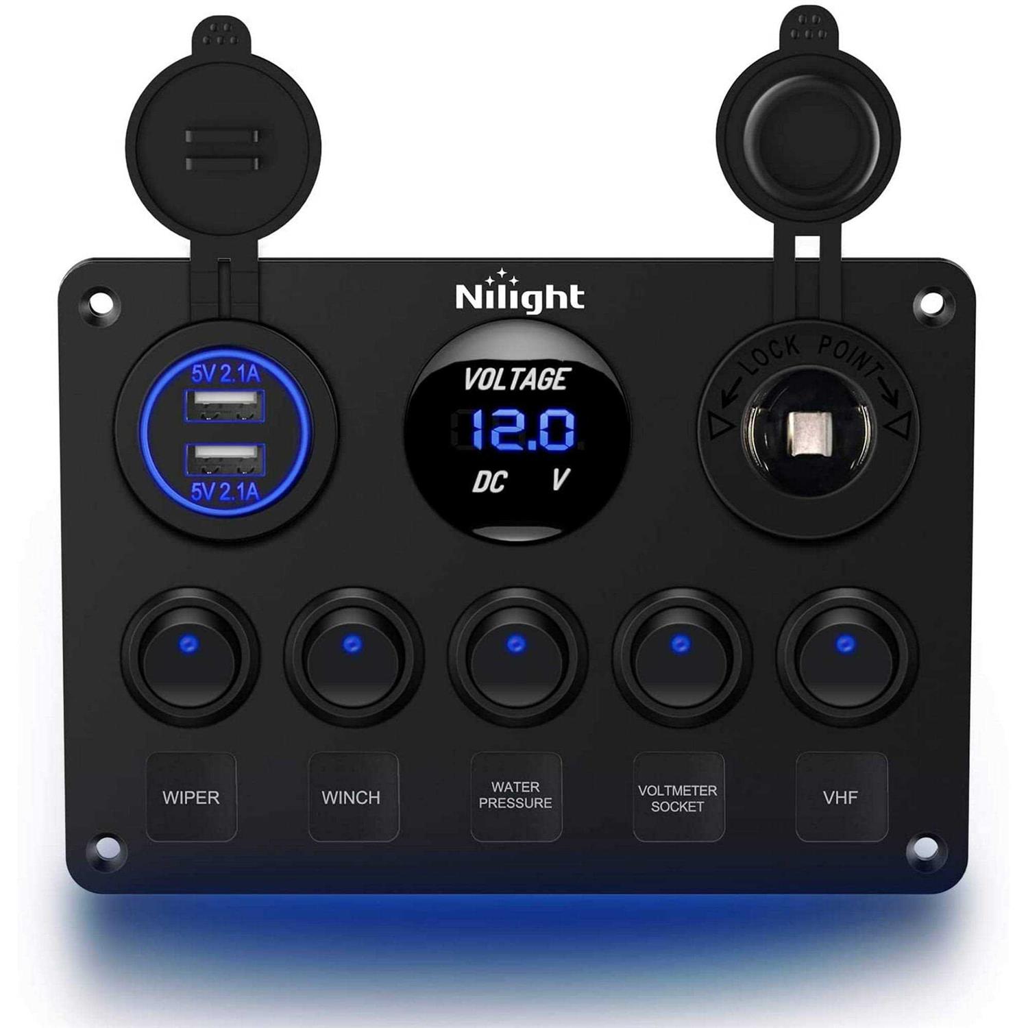 Nilight 6 Pack Rocker Switches with Night Glow Stickers 5 Pin SPST Rocker Switches - Zenithce