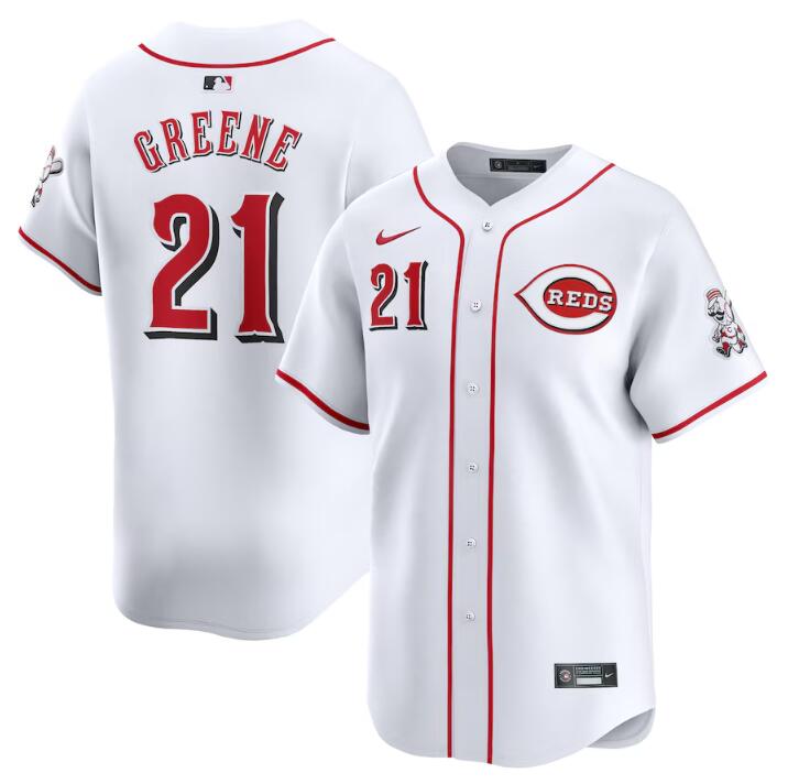 Cincinnati Reds #21 Hunter Greene White Home Limited Stitched Jersey - Zenithce