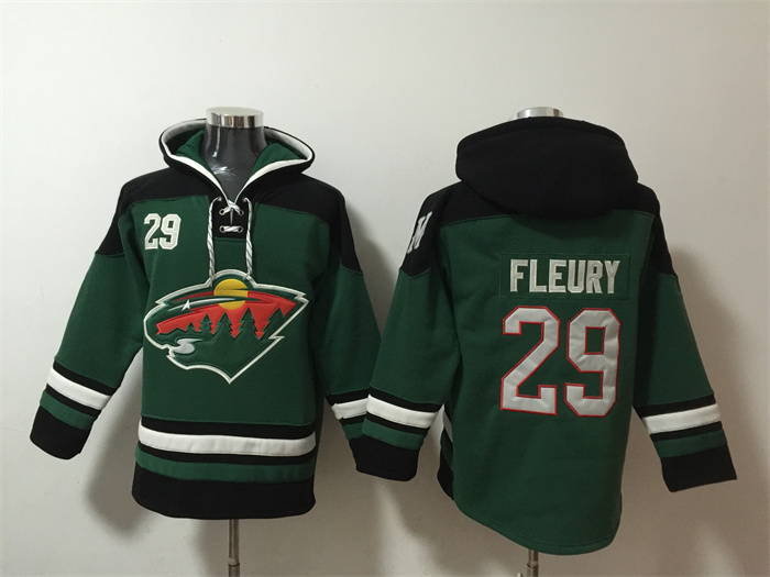 Minnesota Wild #29 Marc-Andre Fleury Green Ageless Must-Have Lace-Up Pullover Hoodie - Zenithce
