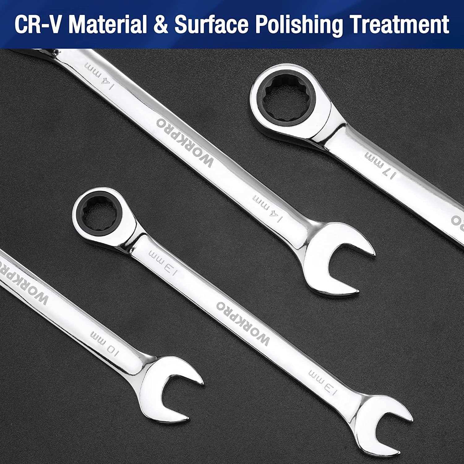 WORKPRO 22-Piece Ratcheting Combination Wrench Set 72 Teeth - Zenithce
