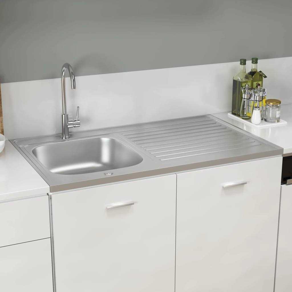 vidaXL Kitchen Sink with Drainer Set Silver 31.5×19.7×6.1 Stainless Steel - Zenithce