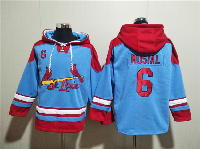 St.Louis Cardinals #6 Stan Musial Blue Ageless Must-Have Lace-Up Pullover Hoodie - Zenithce