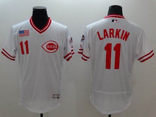 Reds #11 Barry Larkin White Flexbase Authentic Collection Cooperstown Stitched Jersey - Zenithce