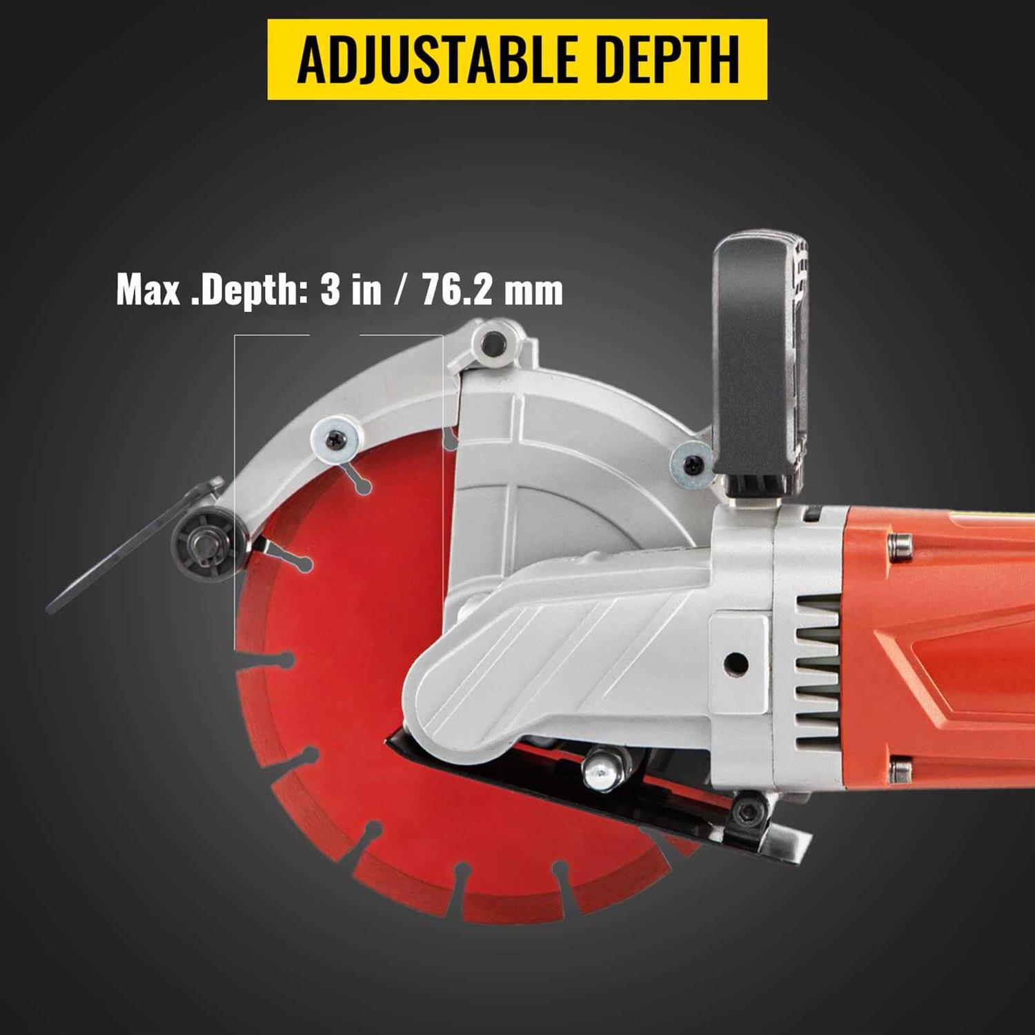 VEVOR Electric Concrete Saw Circular Saw Cutter Cutting Depth Wet Disk Saw Cutter Includes Water - Zenithce